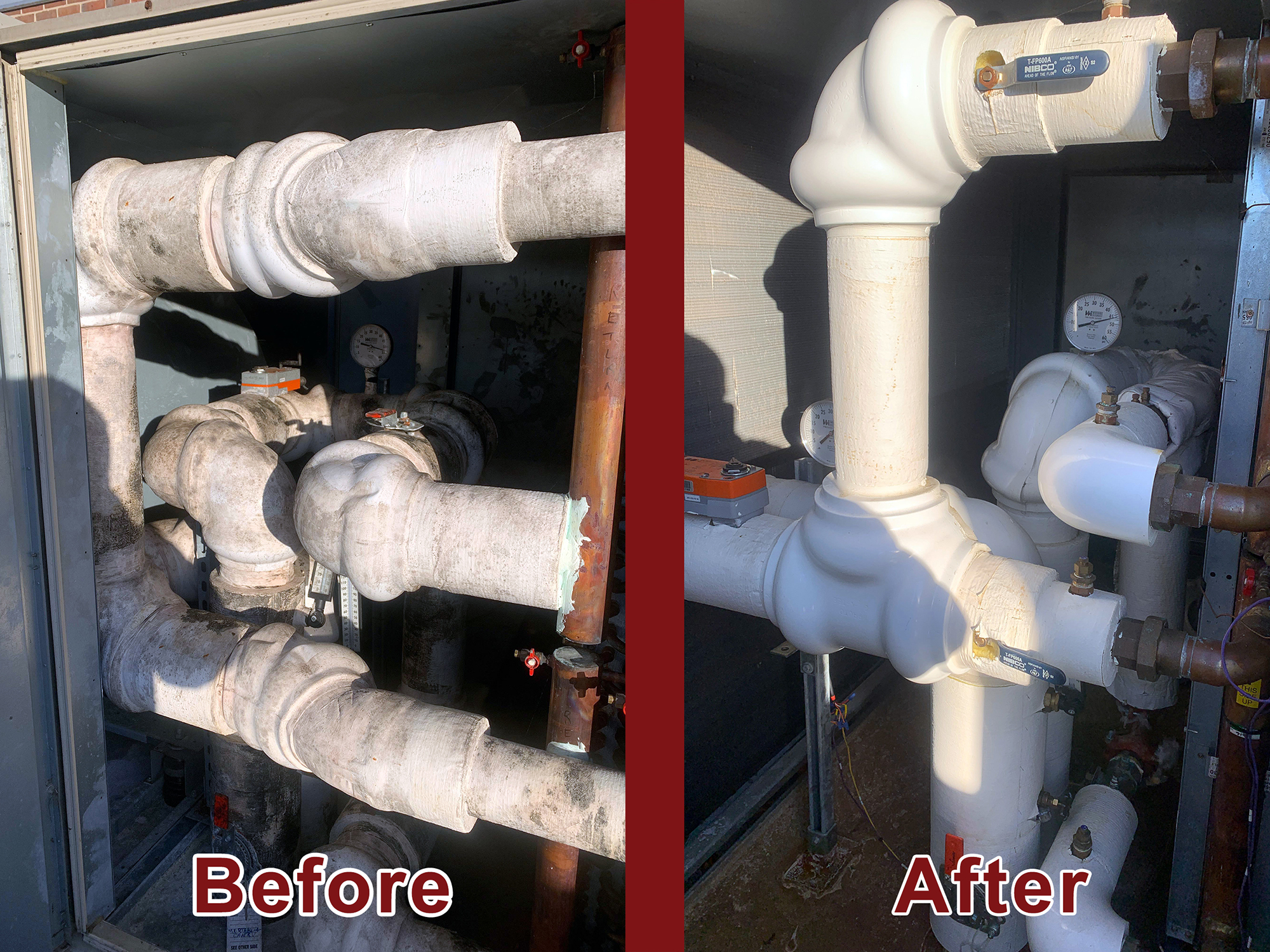 Before and after-Piping